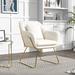 Accent Chair - Willa Arlo™ Interiors Babin Velvet Upholstered Accent Chair w/ Gold Metal Legs Wood/Velvet in White | Wayfair