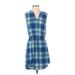 Lily Rose Casual Dress V Neck Sleeveless: Blue Print Dresses - Women's Size Small