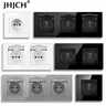 JHJCH-enchufe de pared de doble marco de Francia panel de cristal blanco/negro de 16A 220V 157mm x