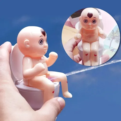 Lustige Spritz streich Toilette Spielzeug Cartoon Puppen Streich Witz Spritzen Wasser Toilette