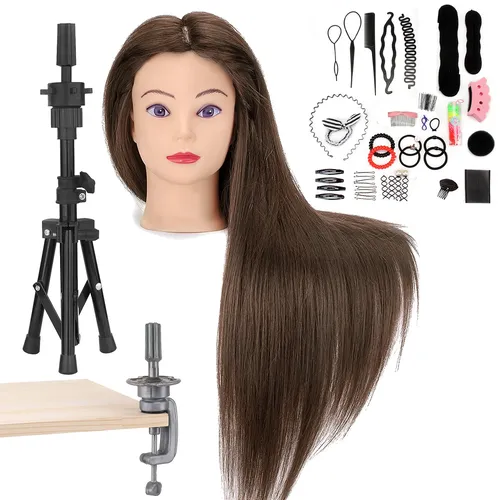 Mannequin kopf mit 80% echtem Haar 26 Zoll Trainings praxis Frisur Puppe Friseur Frisuren Styling