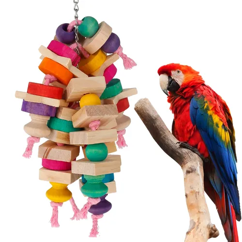 Papagei Kau spielzeug Vogel Papagei hängen Biss Holzblöcke Käfig Spaß Spielzeug zum Kauen Klettern