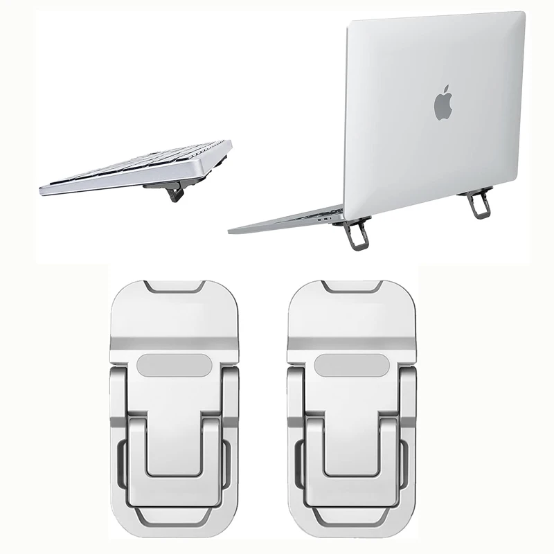 Tragbarer Mini-Laptopständer aus Zinklegierung mit 2 verstellbaren Winkeln, faltbarer, unsichtbarer Laptop-Riser für MacBook-Notebook Image