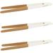 Premium 7.9 Reusable Bamboo Kitchen A Toast Tongs For Cooking & Holding - White - 10 Pieces