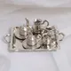10 stücke/Set 1/12 Puppenhaus Miniatur Silber Metall Tee Kaffee Tablett Modell Küchen geschirr Set