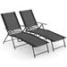 Costway 2 Piece Patio Folding Chaise Lounge Chairs with 6-Level Backrest Reclining Chairs Black