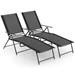 Costway 2 Piece Patio Folding Chaise Lounge Chairs with 6-Level Backrest Reclining Chairs Black