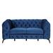 63" Blue Velvet Loveseat Sofa w/ Button Tufted & Removable Cushions