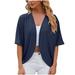 Posijego Womens Short Sleeve Cardigan Summer Casual Open Front Solid Color Textured Lightweight Jacket