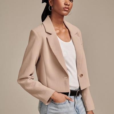 Lucky Brand Cropped Blazer - Women's Clothing Jackets Coats Blazers in Dune, Size 10