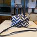 Dooney & Bourke Bags | Db Dome Chevron Blue White Canvas Coated Leather Mini Shoulderbag Nwot | Color: Blue/White | Size: Mini