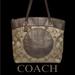 Coach Bags | Coach Laura Signature Shoulder Bag/Tote, Canvas & Leather, Gold/Dark Gold | Color: Gold | Size: 13.5” H X 12.5” W X 3.75” D