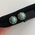 Anthropologie Jewelry | Anthropologie Turquoise Blue Round Stud Earrings | Color: Blue/Gold | Size: Os