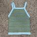 American Eagle Outfitters Tops | American Eagle Striped Crochet Tank Top, Xxs | Color: Blue/Green/Tan | Size: Xxs