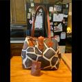 Dooney & Bourke Bags | Db Giraffe Design Canvas Leather Shoulderbag Tote & Attachable Card Hold | Color: Brown | Size: Large