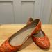 J. Crew Shoes | J. Crew Collection Janey Snakeskin Flats In Coral Salmon Color. 8 M. | Color: Orange | Size: 8