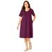 Plus Size Women's Perfect Short-Sleeve V-Neck Tee Dress by Woman Within in Deep Claret (Size 7X)