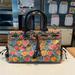 Dooney & Bourke Bags | Dooney Bourke Black Multi Color Hearts Canvas Coatleather Tassel Satchel | Color: Black | Size: Medium