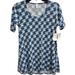 Lularoe Tops | Lularoe Nwt Perfect T Printed Blue & White Short Sleeve Scoop Neck Swing Top Xxs | Color: Blue | Size: Xxs