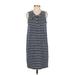 Jane and Delancey Casual Dress - Shift: Blue Stripes Dresses - Women's Size Small