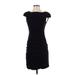 Nanette Lepore Casual Dress - Party High Neck Short sleeves: Black Print Dresses - Women's Size 2