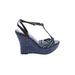 Carlos by Carlos Santana Wedges: Blue Solid Shoes - Women's Size 6 1/2 - Open Toe