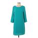 FELICITY & COCO Casual Dress - Shift: Teal Solid Dresses - Women's Size Small