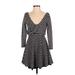 Free People Casual Dress - Wrap: Gray Stripes Dresses - New - Women's Size X-Small