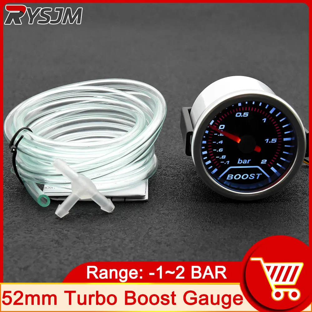 AD 52mm barre PSI lumière LED blanche pression Turbo Boost jauge compteur 12V voiture moto Auto accessoires Turbo manomètre