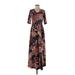 Attitudes by Renee Casual Dress - A-Line V-Neck 3/4 sleeves: Brown Dresses - Women's Size X-Small