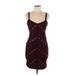 Forever 21 Casual Dress - Mini Plunge Sleeveless: Burgundy Dresses - Women's Size Large