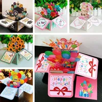 3d Pop-up-Grußkarten Geburtstag Postkarte 3d Box Blumenstrauß Blumen grußkarten danke Freundin