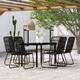 vidaXL Patio Dining Set Seat 3/5/7 Piece Black/Oak 31.5"/55.1" Table Length