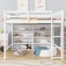 Full Size Loft Bed with 8 Shelf - White