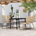 vidaXL Patio Dining Set Seat 3/5/7 Piece Black/Oak 31.5"/55.1" Table Length