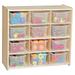 Contender Birch 12 Cubby Tray Cabinet With Translucent Bins, Toddlers Toy Storage Organizer for Daycare[Fully Assembled]