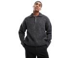Weekday Bobby relaxed fit wool blend knitted polo in dark grey