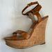 Michael Kors Shoes | Michael Kors Espadrille Platform Wedge Sandal Ankle Strap Brown Leather Size 9.5 | Color: Tan | Size: 9.5