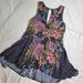 Free People Dresses | Free People Dress Size Xs Sleevless Black Floral Mini Fit And Flare High Low Hem | Color: Gray/Pink | Size: Xs