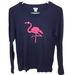 J. Crew Sweaters | J. Crew Womens S Blue Pink Flamingo Long Sleeves Crew Neck Pullover Sweater | Color: Blue | Size: S