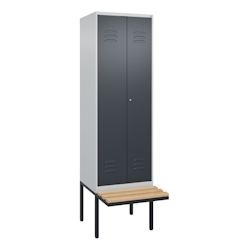C+P Doppel-Spind Classic PLUS, schwebender Sitzbank aus Buche 2 Abteile, HxBxT 212x60x82cm, Zylinderschloss, Hellgrau/Anthrazit von PROREGAL Image