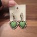 Free People Jewelry | Free People Power Hoops Heart Earrings - Green / Silver, Nwt, 1 Pair | Color: Green/Silver | Size: Os