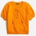 J. Crew Tops | J. Crew Bq925 Apricot Bright Orange Short Sleeve Lace Up Sweatshirt Size Small | Color: Orange | Size: S