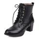 HOTRA Fashion Stacked Chunky Heel Platform Ankle Booties Brogues Women Shoes Lace Up Derby Boots (Color : Black, Size : 3 UK)