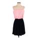 Charming Charlie Casual Dress - A-Line Square Sleeveless: Pink Chevron/Herringbone Dresses - Women's Size Small