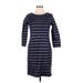 Jules Casual Dress - Sheath Crew Neck 3/4 sleeves: Blue Print Dresses - Women's Size 6