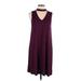 Angie Casual Dress - A-Line Mock Sleeveless: Burgundy Print Dresses - Women's Size Large