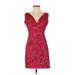 Scala Cocktail Dress - Sheath V Neck Sleeveless: Red Dresses - Women's Size 2