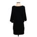 Betsy & Adam Casual Dress - Shift Crew Neck 3/4 sleeves: Black Print Dresses - Women's Size 4