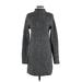 Max Studio Casual Dress - Sweater Dress Turtleneck Long sleeves: Gray Dresses - Women's Size Small